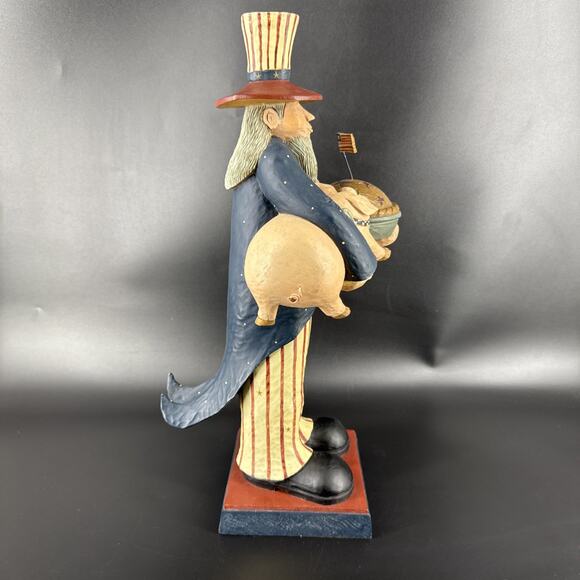 Williraye AS AMERICAN AS APPLE PIE 16" Figurine Uncle Sam w/Pig & Pie WW1325 - Picture 6 of 14